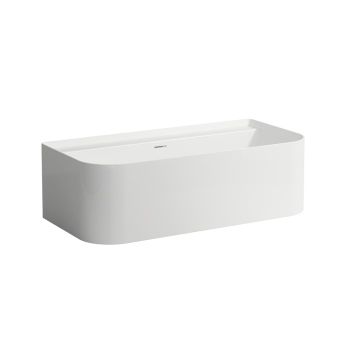 SONAR - Bathtub, made of Sentec solid surface, with wall connection, tap bank and integrated overflow by Laufen