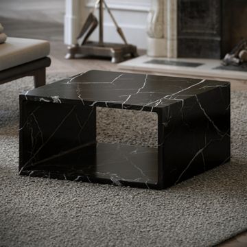 Azzurra Nero Marquina Marble Coffee Table 800mm by LUSSO