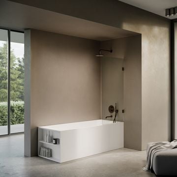 Cabina Deep Bronze Frameless Hinged Bath Shower Screen 800mm by LUSSO