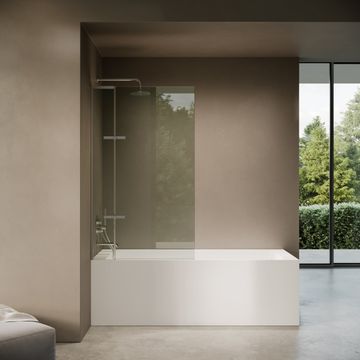Doccia Brushed Stainless Frameless Folding Bath Shower Screen 900mm by LUSSO