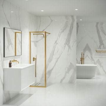 Mayfair Brushed Gold Shower Screen (All sizes) by LUSSO