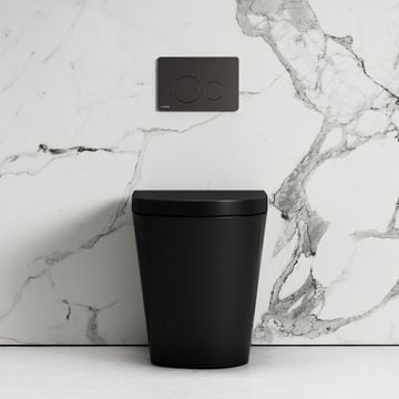 Nera Matte Black Back to Wall Toilet with Concealed Cistern Frame and Round Flush Plate by LUSSO