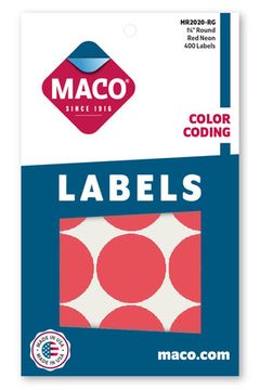 1-1/4" Dia. Color Coding Labels, Red Neon, 400/Bx | Maco by MA.CO. Sofa & Bed