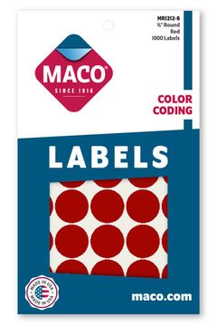 3/4" Dia. Color Coding Labels, Red, 1000/Bx | Maco by MA.CO. Sofa & Bed