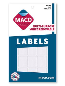3/4" x 1" Rectangle Multi-Purpose White Removable Labels, 1000/Bx | Maco by MA.CO. Sofa & Bed