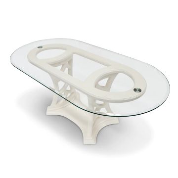 Monte Carlo oval table with glass top • MARZORATI by Marzorati