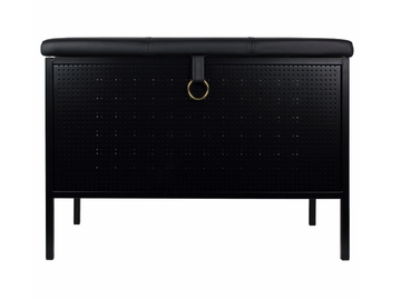 FRANK - Storage perforated metal bench with leather seat by Maze - view 3