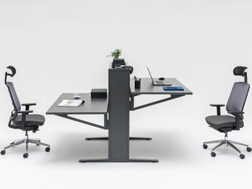 FLOW - Height-adjustable multiple office desk with sound absorbing screens by Mdd - view 2