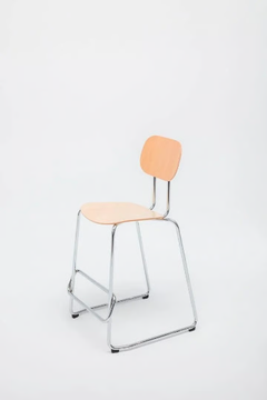 NEW SCHOOL - Sled base high plywood stool with footrest by Mdd - view 3