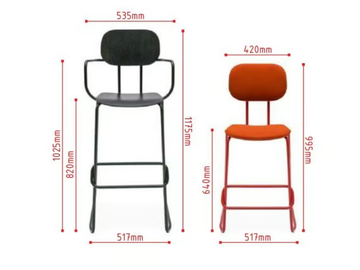 NEW SCHOOL - Sled base high plywood stool with armrests by Mdd - view 3