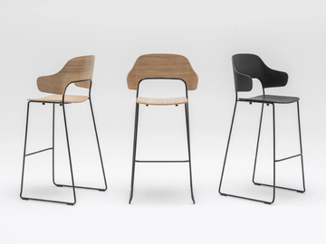AFI - Stackable sled base stool with back by Mdd - view 2