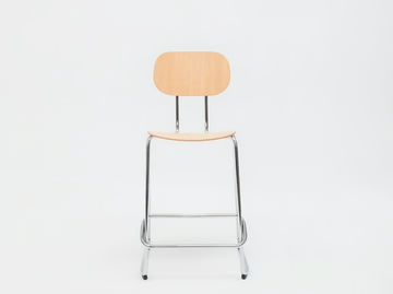 NEW SCHOOL - Sled base high plywood stool with footrest by Mdd - view 2