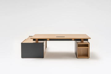 VIGA - Sectional L-shaped wooden office desk with shelves by Mdd - view 3