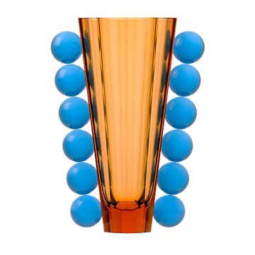 Oranžová velká váza Spheres s modrými koulemi. Křišťál Moser. by Moser