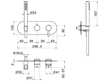 BLINK 70869E - Shower mixer with hand shower and diverter by Newform - view 3