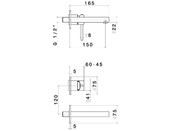 MINI-X - Single handle wall-mounted 2 hole washbasin mixer by Newform - view 3