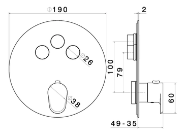 NIO 70424E - Thermostatic Recessed shower mixer by Newform - view 3