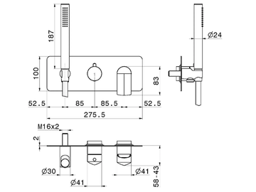 DELTA ZERO 72269E - Shower mixer with hand shower and diverter by Newform - view 3