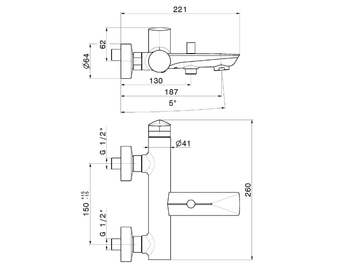 DELTA ZERO 72240 - Wall-mounted bathtub mixer with diverter by Newform - view 3