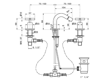 BLINK 70835 - Countertop bidet tap with individual rosettes by Newform - view 3