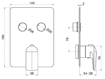 DELTA ZERO 70429E - Thermostatic shower mixer with plate by Newform - view 3