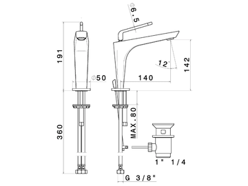 O'RAMA - Countertop 1 hole washbasin mixer by Newform - view 3