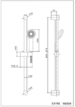 EXTRO - Shower wallbar with hand shower with hose by Newform - view 3