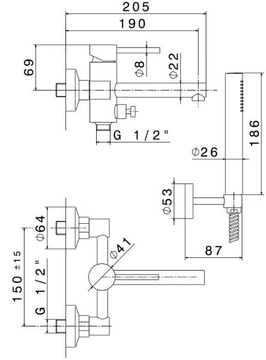 MINI-X - Wall-mounted bathtub mixer with diverter with hand shower by Newform - view 3