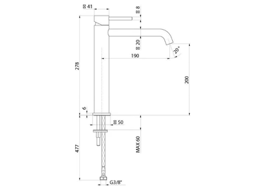 X-STEEL 316 69614X - High single handle stainless steel washbasin mixer by Newform - view 3