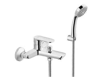 EXTRO - Wall-mounted single handle bathtub mixer with hand shower by Newform - view 2
