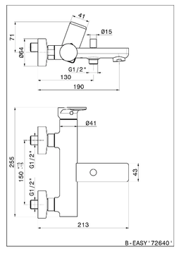 B-EASY 72640 - External single handle bathtub mixer by Newform - view 3