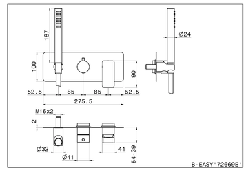 B-EASY 72669E - Recessed shower set with diverter by Newform - view 3