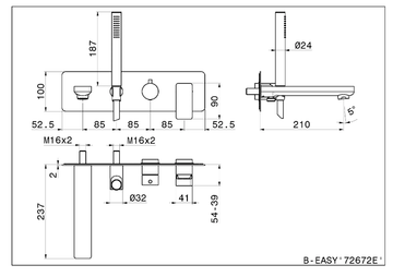 B-EASY 72672E - Wall-mounted bathtub set with diverter by Newform - view 3