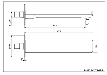 B-EASY 72688 - Wall-mounted bathtub spout by Newform - view 3