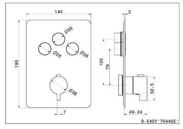 B-EASY 70445E - Recessed thermostatic shower mixer by Newform - view 3