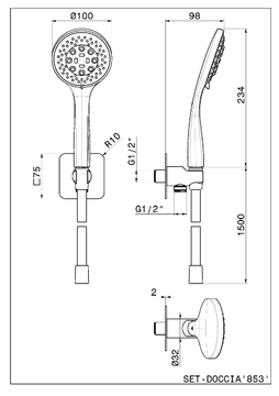 B-EASY 853 - Wall-mounted handshower with bracket by Newform - view 3