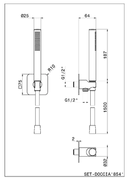 B-EASY 854 - Wall-mounted handshower with bracket by Newform - view 3
