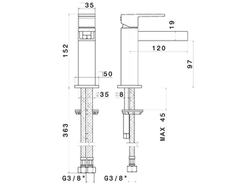 ERGO OPEN 66512 - Single handle countertop washbasin mixer with flexible hose by Newform - view 3
