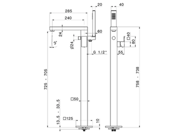 ERGO-Q / OPEN 66484E - External bathtub mixer with hand shower and diverter by Newform - view 3