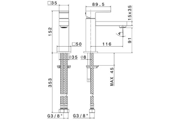 ERGO-Q 66412 - Single handle countertop 1 hole washbasin mixer by Newform - view 3