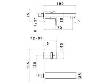 ERGO-Q 66429E - Wall-mounted washbasin mixer with plate by Newform - view 3