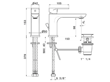 EXTRO - Countertop single handle washbasin mixer with automatic pop-up waste by Newform - view 3