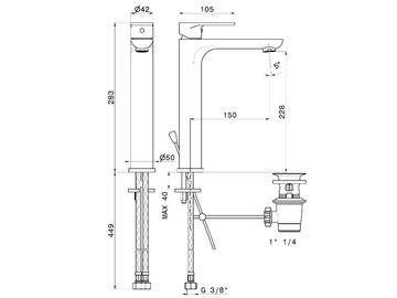 EXTRO - Single handle High washbasin mixer with pop up waste by Newform - view 3