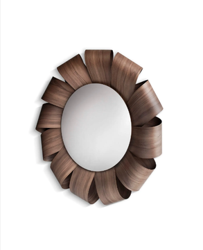 BRISA - Round wall-mounted walnut mirror by Nomon - view 3