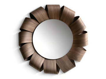 BRISA - Round wall-mounted walnut mirror by Nomon - view 2