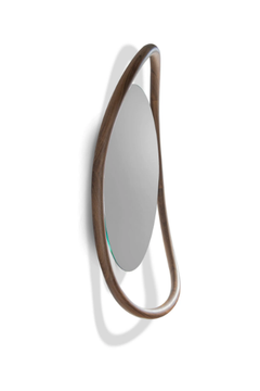 UNUT - Round framed walnut mirror by Nomon - view 3