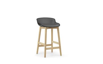 Hyg Barstool 65 cm Front Upholstery Oak Black/Ultra Leather by Normann Copenhagen - view 2