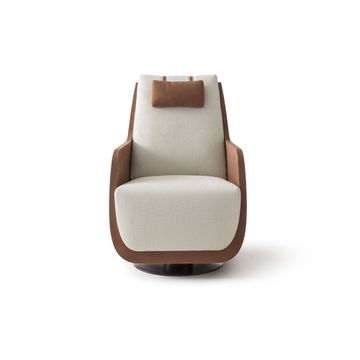 NEW YORK LOUNGE PM4040 - Swivel leather armchair with armrests by OAK