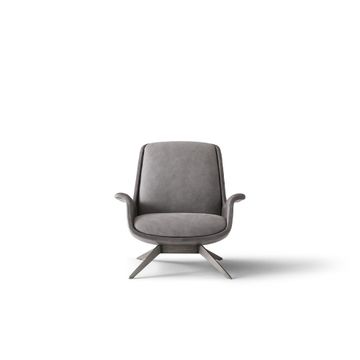 GN8070 - Armchair upholstered in leather, with base in steel by OAK
