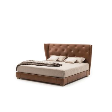 SCALA SC5090 - Leather double bed with upholstered headboard by OAK